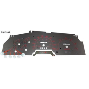 US Speedo Gauge Face Overlay - Silver Daytime Color/ Red Letter Color - SSF99R
