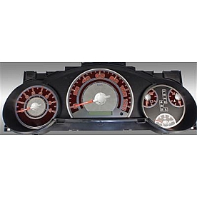 US Speedo Gauge Face Overlay - Silver Daytime Color/ Red Letter Color - SSFJ01R