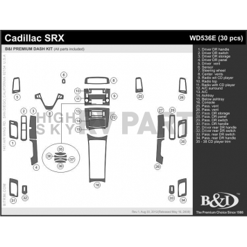 B & I Fender Dash Panel Trim WD536ESCD