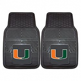 Fan Mat Floor Mat - Universal Fit Black Vinyl Set of 2 - 8783