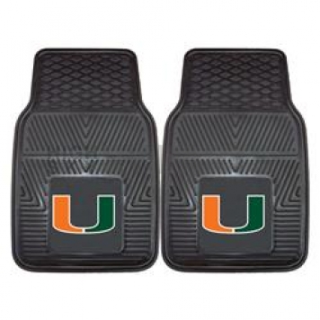 Fan Mat Floor Mat - Universal Fit Black Vinyl Set of 2 - 8783