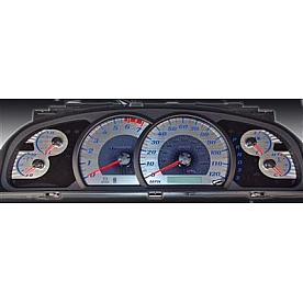 US Speedo Gauge Face Overlay - Silver Daytime Color/ Blue Letter Color - SSTUN05B