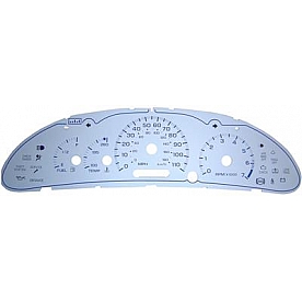 US Speedo Gauge Face Overlay - Silver Daytime Color/ Black Letter Color - CAV032