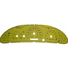 US Speedo Gauge Face Overlay - Yellow Daytime Color/ Black Letter Color - CAV033
