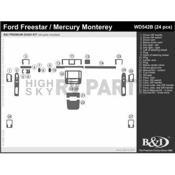 B & I Fender Dash Panel Trim WD542BSDB