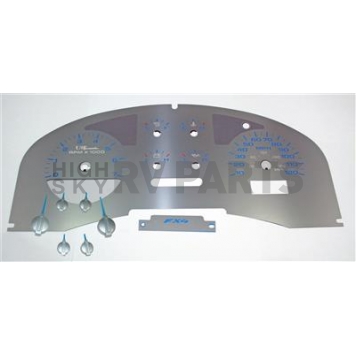 US Speedo Gauge Face Overlay - Silver Daytime Color/ Blue Letter Color - SSF14B