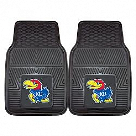 Fan Mat Floor Mat - Universal Fit Black Vinyl Set of 2 - 8914