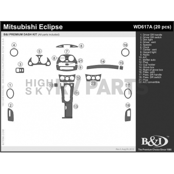 B & I Fender Dash Panel Trim WD617ACF1