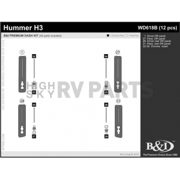 B & I Fender Dash Panel Trim WD618BRBA-1