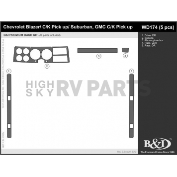 B & I Fender Dash Panel Trim WD174RBA-1