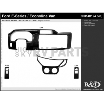 B & I Fender Dash Panel Trim 3D054B1SA2-1