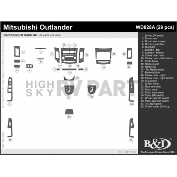 B & I Fender Dash Panel Trim WD828ABLAC-1