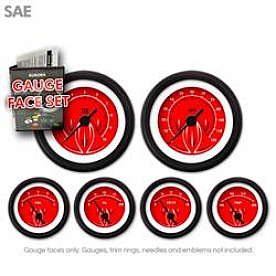 Aurora Instuments Gauge Face Overlay - Fiber Red Daytime Color/ White Letter Color - 8346
