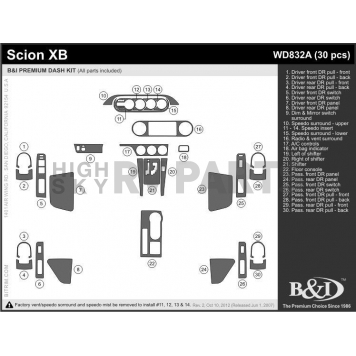 B & I Fender Dash Panel Trim WD832ASNB