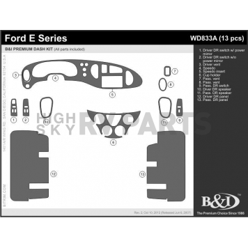 B & I Fender Dash Panel Trim WD833ASDB-1