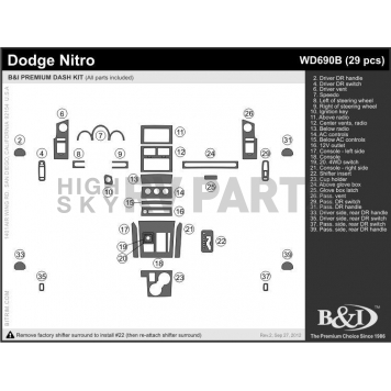 B & I Fender Dash Panel Trim WD690BSDB