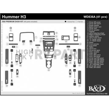 B & I Fender Dash Panel Trim WD836ADCF-1