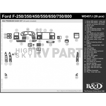 B & I Fender Dash Panel Trim WD457JSNB-1