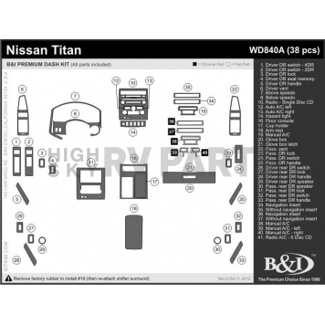 B & I Fender Dash Panel Trim WD840ADET-1