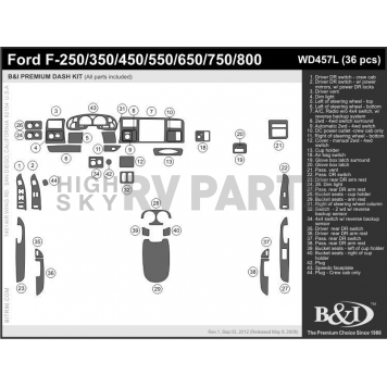 B & I Fender Dash Panel Trim WD457LDOX-1