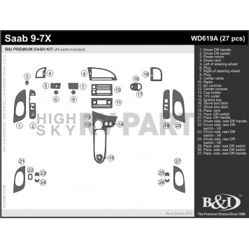 B & I Fender Dash Panel Trim WD619ASCD