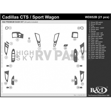 B & I Fender Dash Panel Trim WD852BSDB
