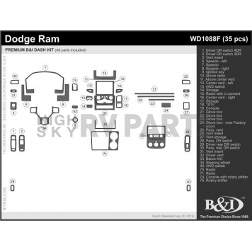 B & I Fender Dash Panel Trim WD1088FSDB-1