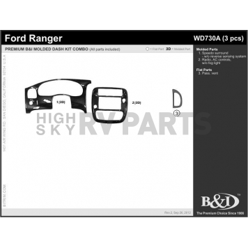 B & I Fender Dash Panel Trim WD730ASDB