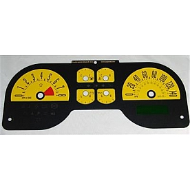 US Speedo Gauge Face Overlay - Yellow Daytime Color/ Black Letter Color - MUS0863