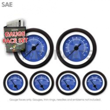 Aurora Instuments Gauge Face Overlay - Fiber Blue Daytime Color/ White Letter Color - 8309