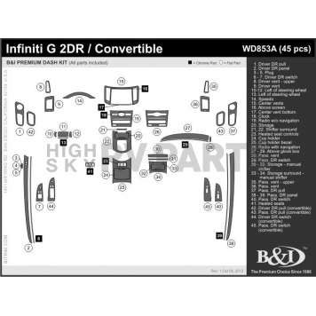 B & I Fender Dash Panel Trim WD853ACF1