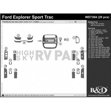 B & I Fender Dash Panel Trim WD738ASPS