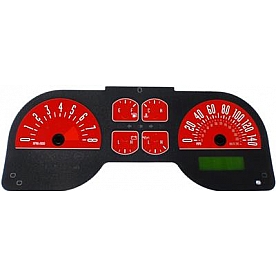 US Speedo Gauge Face Overlay - Red Daytime Color/ White Letter Color - MUS0865