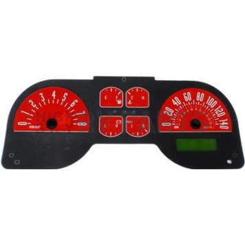US Speedo Gauge Face Overlay - Red Daytime Color/ White Letter Color - MUS0865