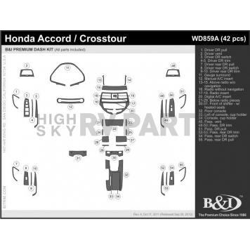 B & I Fender Dash Panel Trim WD859ADSG