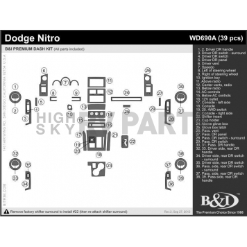 B & I Fender Dash Panel Trim WD690ASDB-1