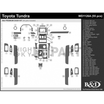 B & I Fender Dash Panel Trim WD1126ASDB