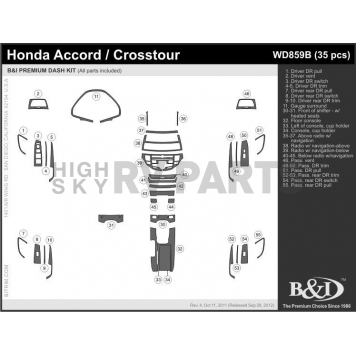 B & I Fender Dash Panel Trim WD859BSPS-1