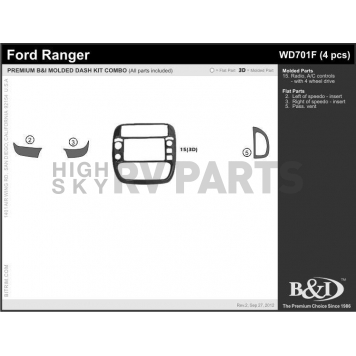 B & I Fender Dash Panel Trim WD701FDP2M-1