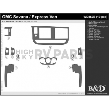 B & I Fender Dash Panel Trim WD862BSDB-1