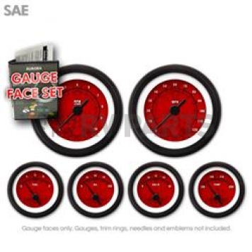 Aurora Instuments Gauge Face Overlay - Fiber Red Daytime Color/ White Letter Color - 8318