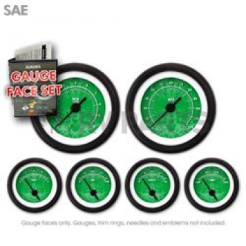 Aurora Instuments Gauge Face Overlay - Fiber Green Daytime Color/ White Letter Color - 8320
