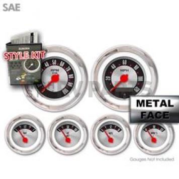Aurora Instuments Gauge Face Overlay - Fiber Silver Daytime Color/ White Letter Color - 2318