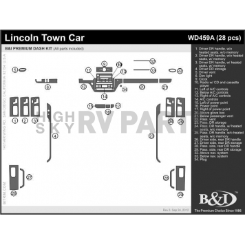 B & I Fender Dash Panel Trim WD459ASTC