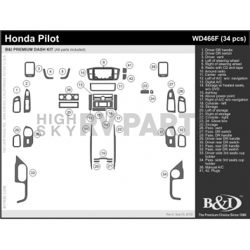 B & I Fender Dash Panel Trim WD466FSNB-1