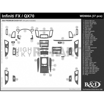 B & I Fender Dash Panel Trim WD900ADLE