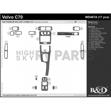 B & I Fender Dash Panel Trim WD467ADRW