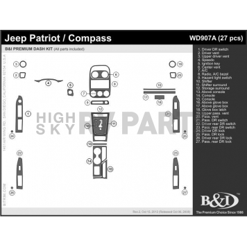 B & I Fender Dash Panel Trim WD907ASDB-1