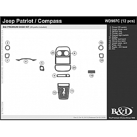 B & I Fender Dash Panel Trim WD907CSNB