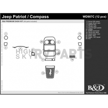 B & I Fender Dash Panel Trim WD907CSNB